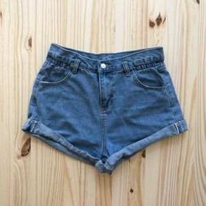 Light wash jean shorts